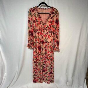 Woman’s floral cocktail dress! Stunning! Lined, elastic waist. Size medium. New!